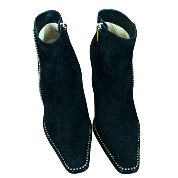 Jimmy Choo 7 Brecken 100 Crystal Embellished Suede Ankle Boots Crystal Black 37 - Picture 8 of 13